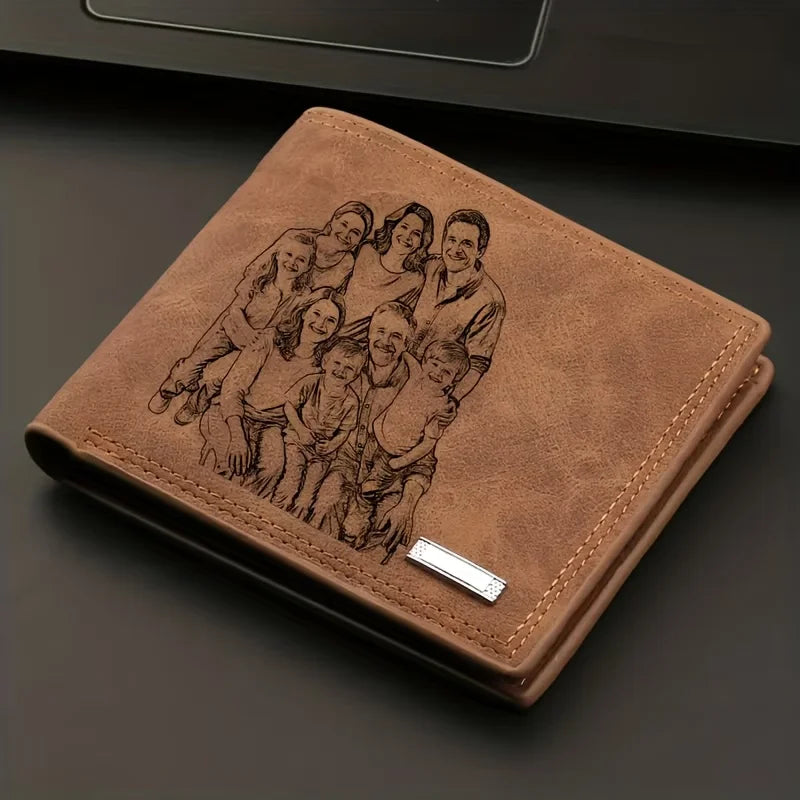 Custom Photo Wallet for Men – Personalised Picture & Text Engraved Bifold Wallet
