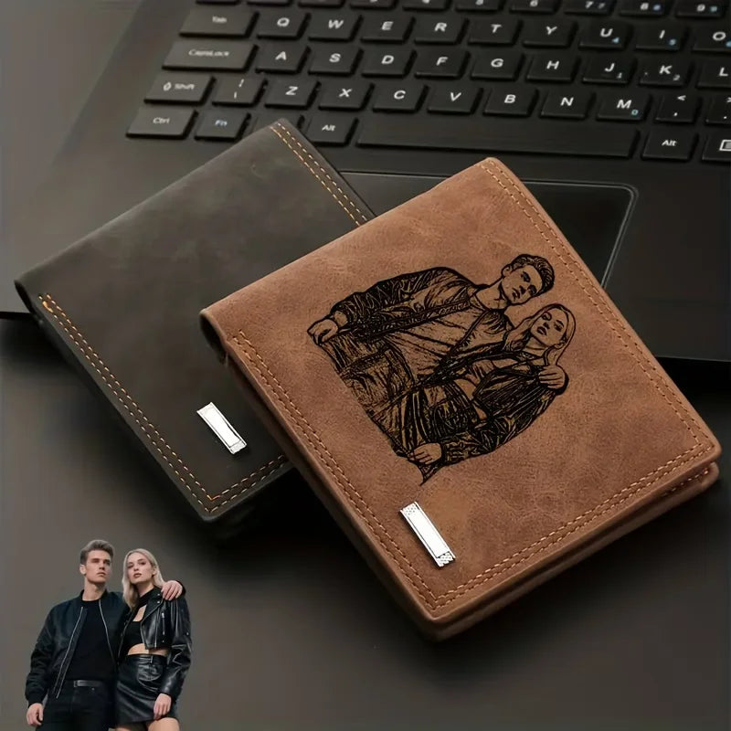 Custom Photo Wallet for Men – Personalised Picture & Text Engraved Bifold Wallet