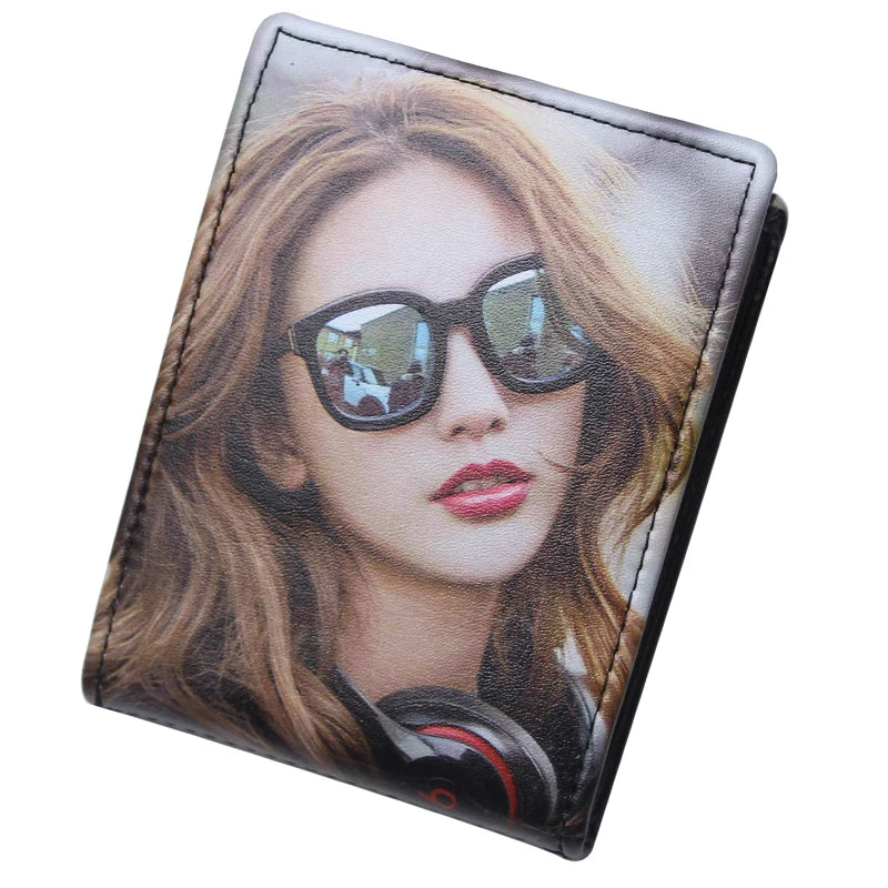 Personalized Wallets Men High Quality PU Leather for Him Print Two Photos Short Purse Custom Gift for Men Father's Day Groomsman