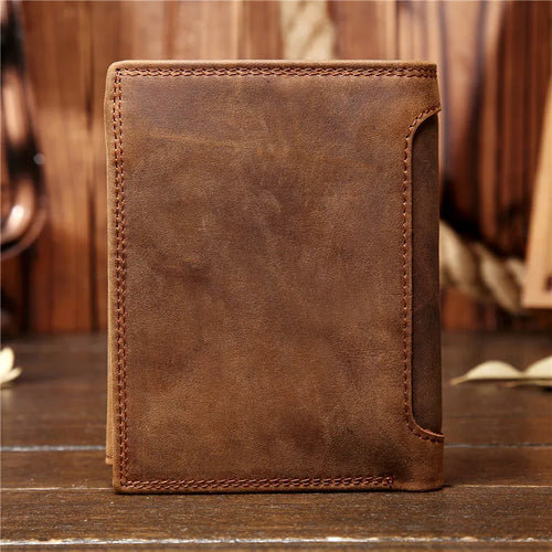 Men's Genuine Leather Wallet – Slim Bifold with Card Holder & Coin Pocket
