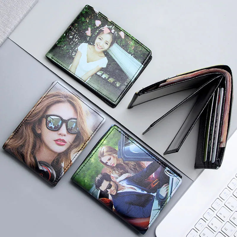 Personalized Wallets Men High Quality PU Leather for Him Print Two Photos Short Purse Custom Gift for Men Father's Day Groomsman