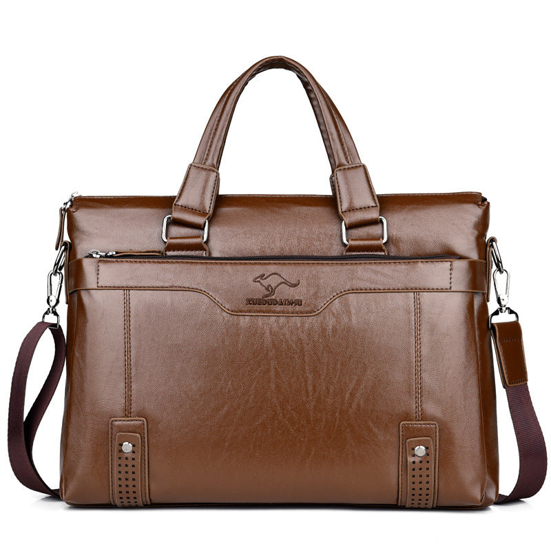 Men's Soft PU Leather Messenger Bag – Waterproof 14" Laptop Business Shoulder Bag