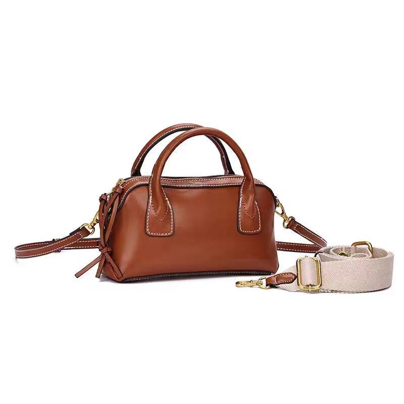 Women's PU Leather Crossbody Bowling Bag – Small Fashion Handbag
