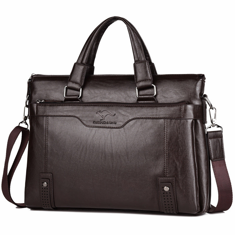 Men's Soft PU Leather Messenger Bag – Waterproof 14" Laptop Business Shoulder Bag