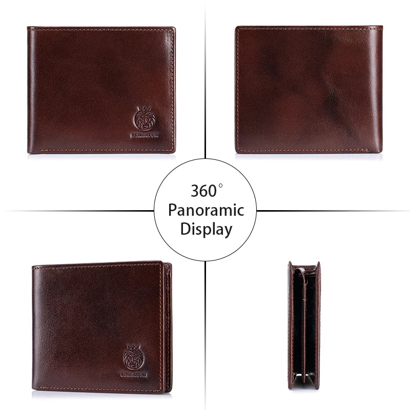 Genuine Leather Wallet for Men 9 Cards Mens Wallet Bifold Rfid Blocking with 2 ID Windows Card Holder Wallet