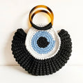 Rope Crochet Handbags Tassel Eyes Tote Round Handle Clutch Female Handmade Knitting Yarn Beach Bags for Women Woven Shoulder Bag