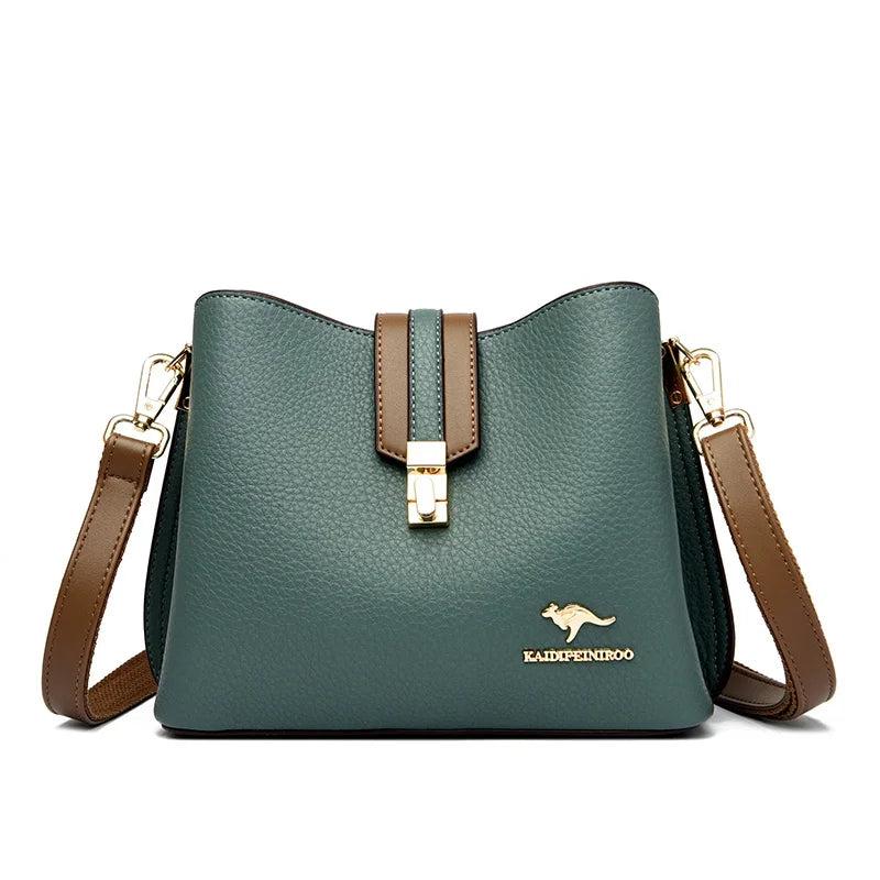 Women's Luxury PU Leather Shoulder Bag – High Capacity Crossbody Handbag with Lock