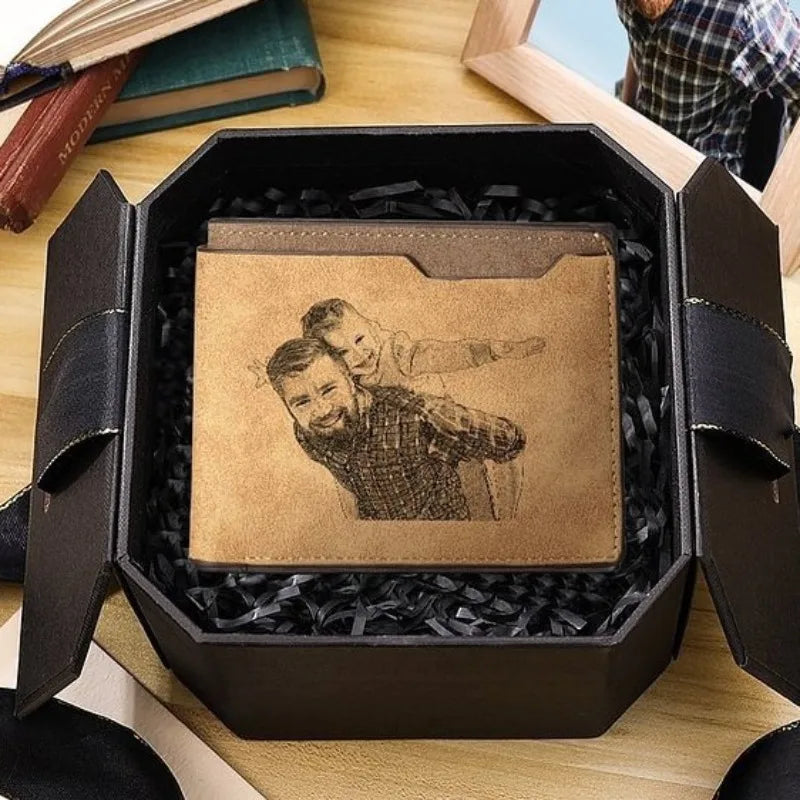 Personalized Photo Wallet for Men Customized Picture Name Wallets for Men Gift for Men Father's Day Valentines Gift for Husband