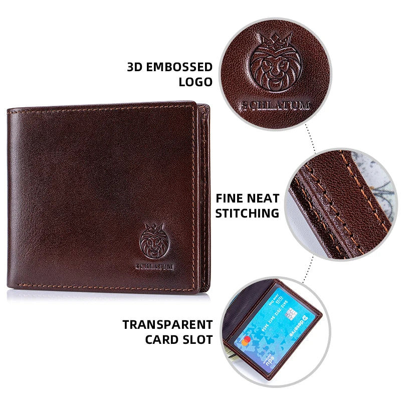 Genuine Leather Wallet for Men 9 Cards Mens Wallet Bifold Rfid Blocking with 2 ID Windows Card Holder Wallet