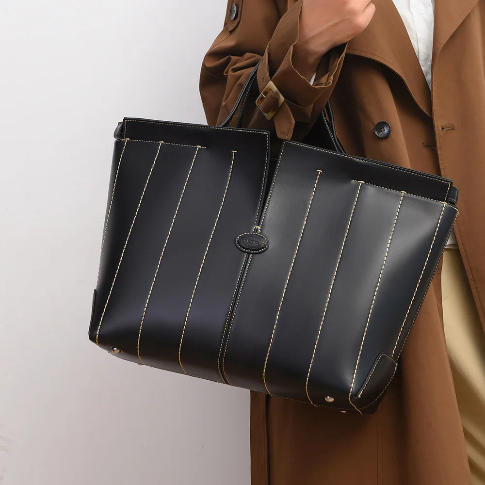Women's Tote Bag, Large-Capacity Briefcase, Simple Casual Bag, High-End Handbag, Shopping Bag, Outdoor Commuting Shoulder Bag
