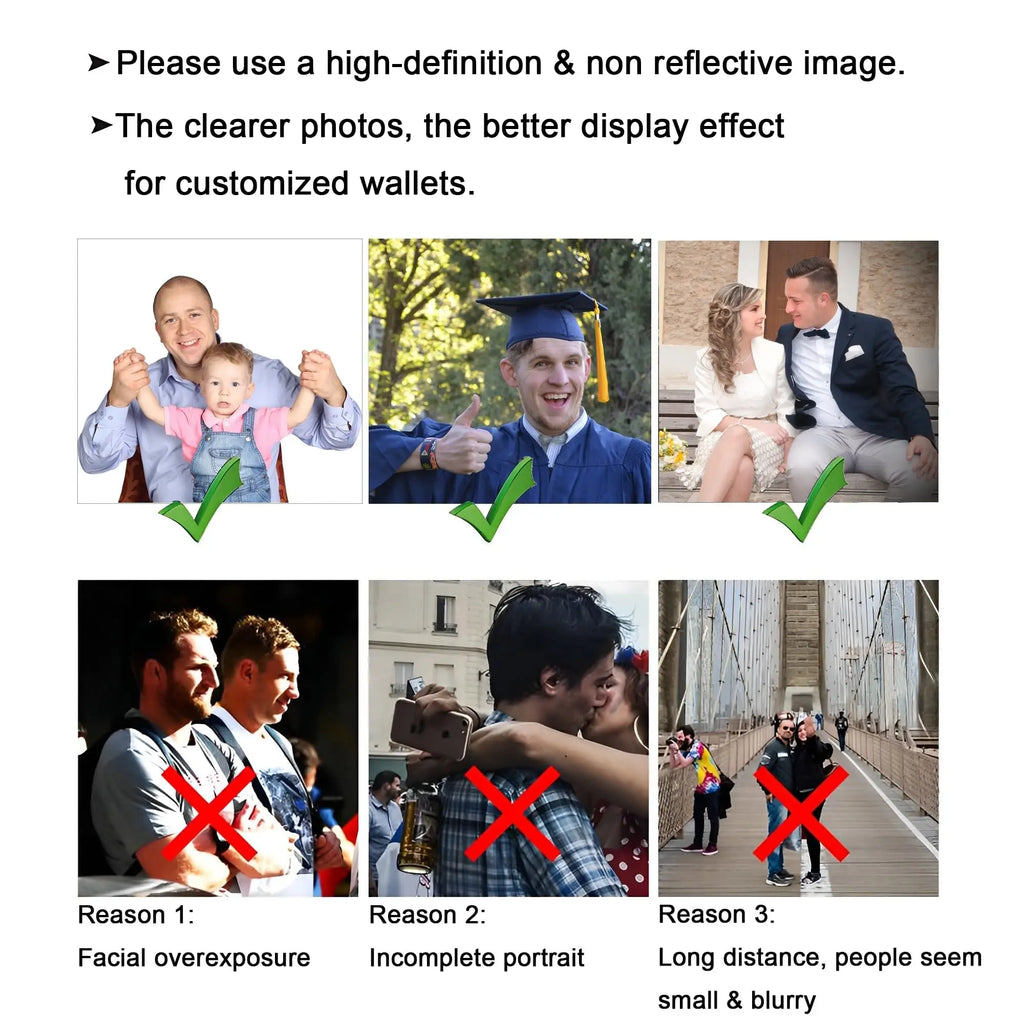 Personalized Photo Wallet for Men Customized Picture Name Wallets for Men Gift for Men Father's Day Valentines Gift for Husband