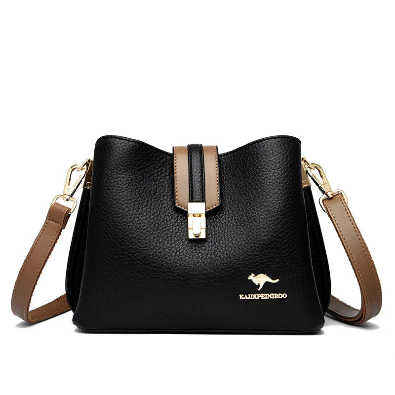 Women's Luxury PU Leather Shoulder Bag – High Capacity Crossbody Handbag with Lock