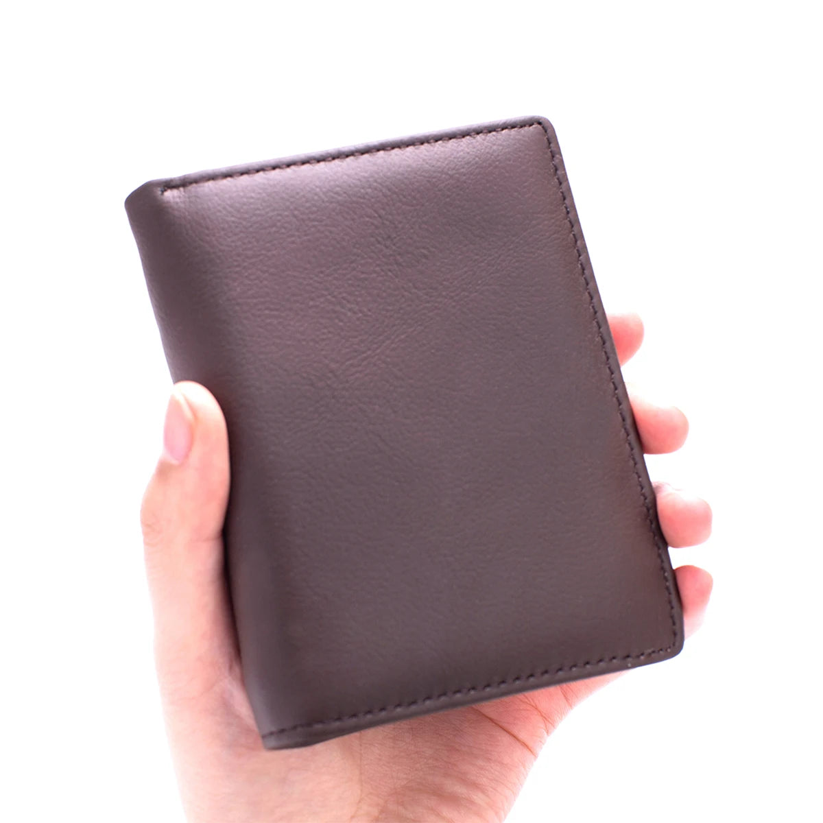 Men's Genuine Leather RFID Wallet – Zipper Business Bifold with Card Holder