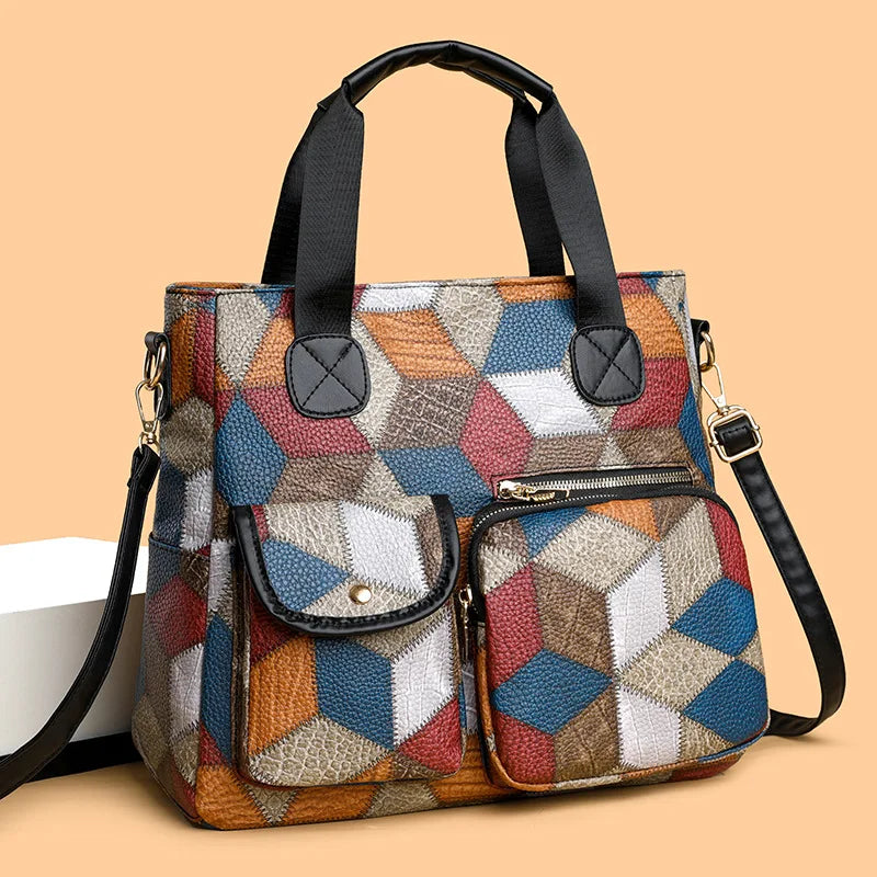 Women's Handbag Women's Shoulder Bag Fashion Purse Vintage Leather Bag Large Capacity Handbag Inclined Shoulder Bag Mom's Bag
