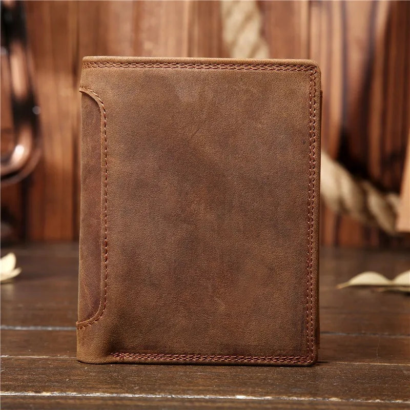 Men's Genuine Leather Wallet – Slim Bifold with Card Holder & Coin Pocket