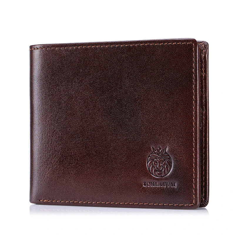 Men's Genuine Leather RFID Bifold Wallet – 9 Card Slots with 2 ID Windows