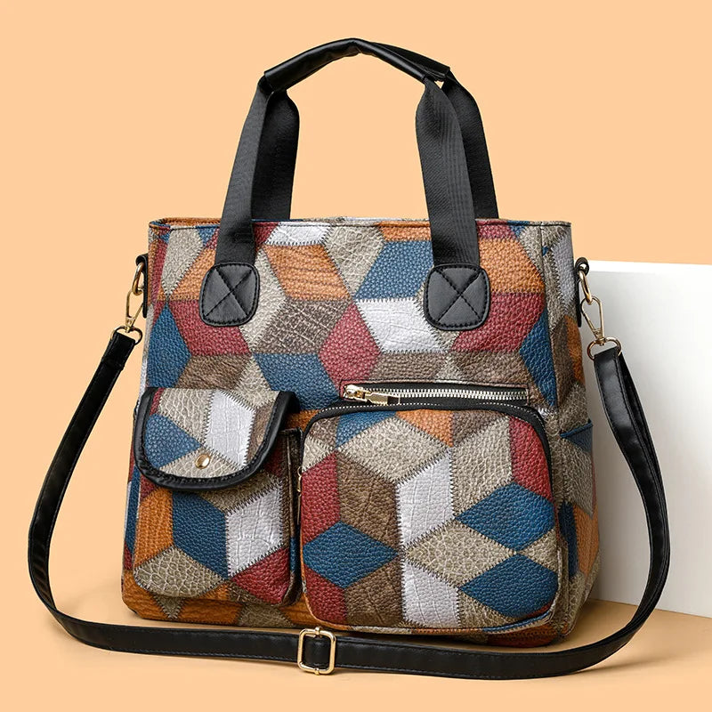 Women's Handbag Women's Shoulder Bag Fashion Purse Vintage Leather Bag Large Capacity Handbag Inclined Shoulder Bag Mom's Bag