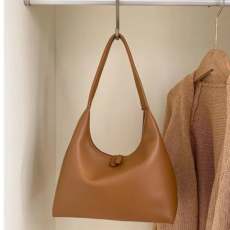 Women's PU Leather Bucket Shoulder Bag – Large Capacity Tote for School & Work