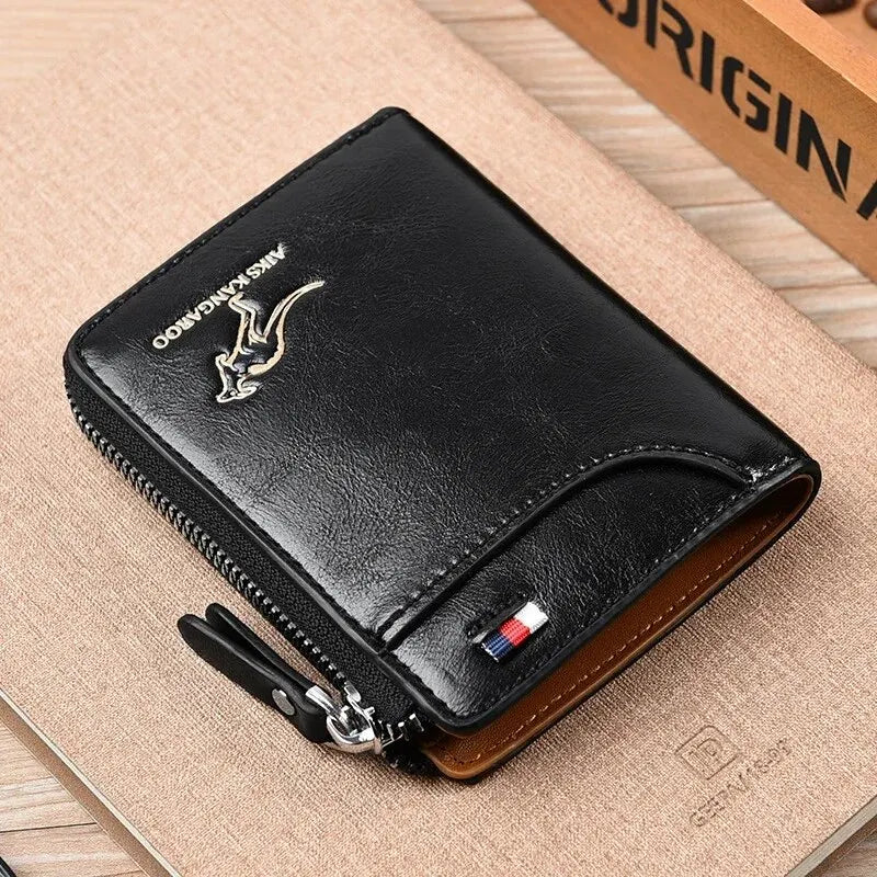 Men's RFID Leather Business Wallet – Zipper Card Holder Purse