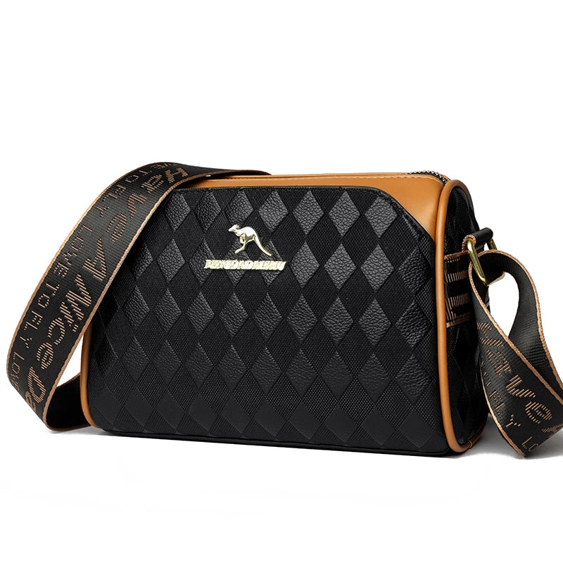 Women's Plaid PU Leather Crossbody Bag – Small Square Satchel Handbag