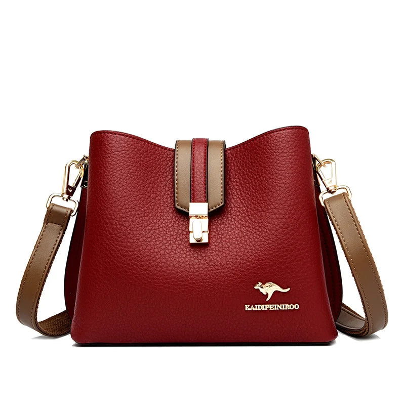 Women's Luxury PU Leather Shoulder Bag – High Capacity Crossbody Handbag with Lock