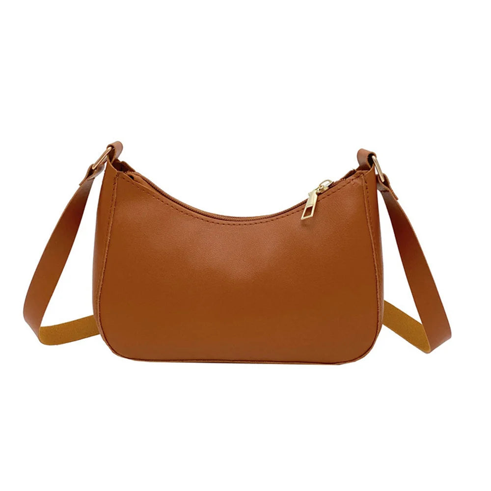 Women's Retro PU Leather Underarm Bag – Casual Shoulder & Crossbody Handbag